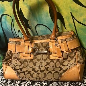 Coach Hampton Brown Shoulder Bag with Leather Trim no: H0671-10245